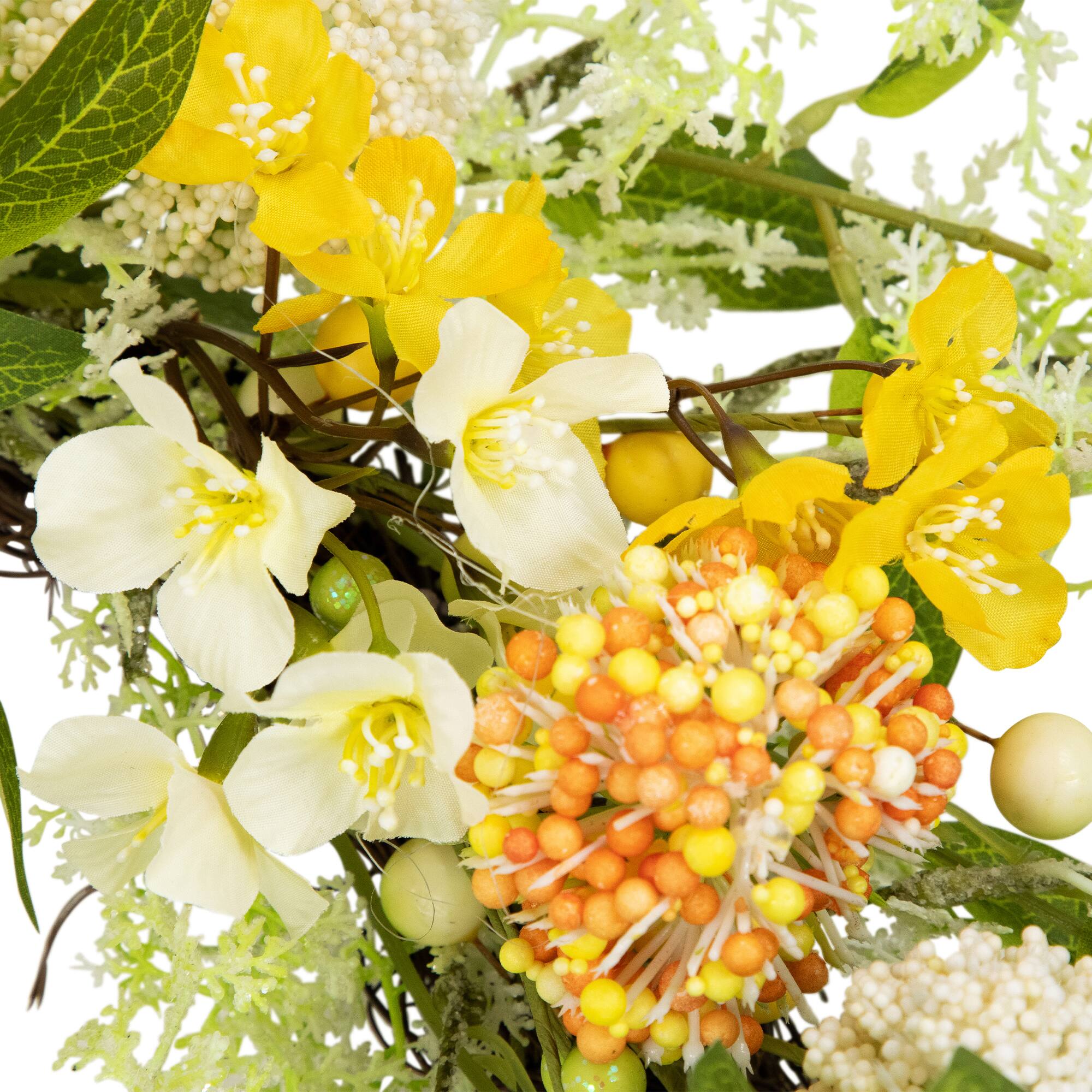 26" Yellow & Orange Berry & Thistle Floral Spring Wreath